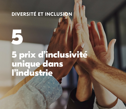 Cinq personnes se tapent dans la main pour se féliciter